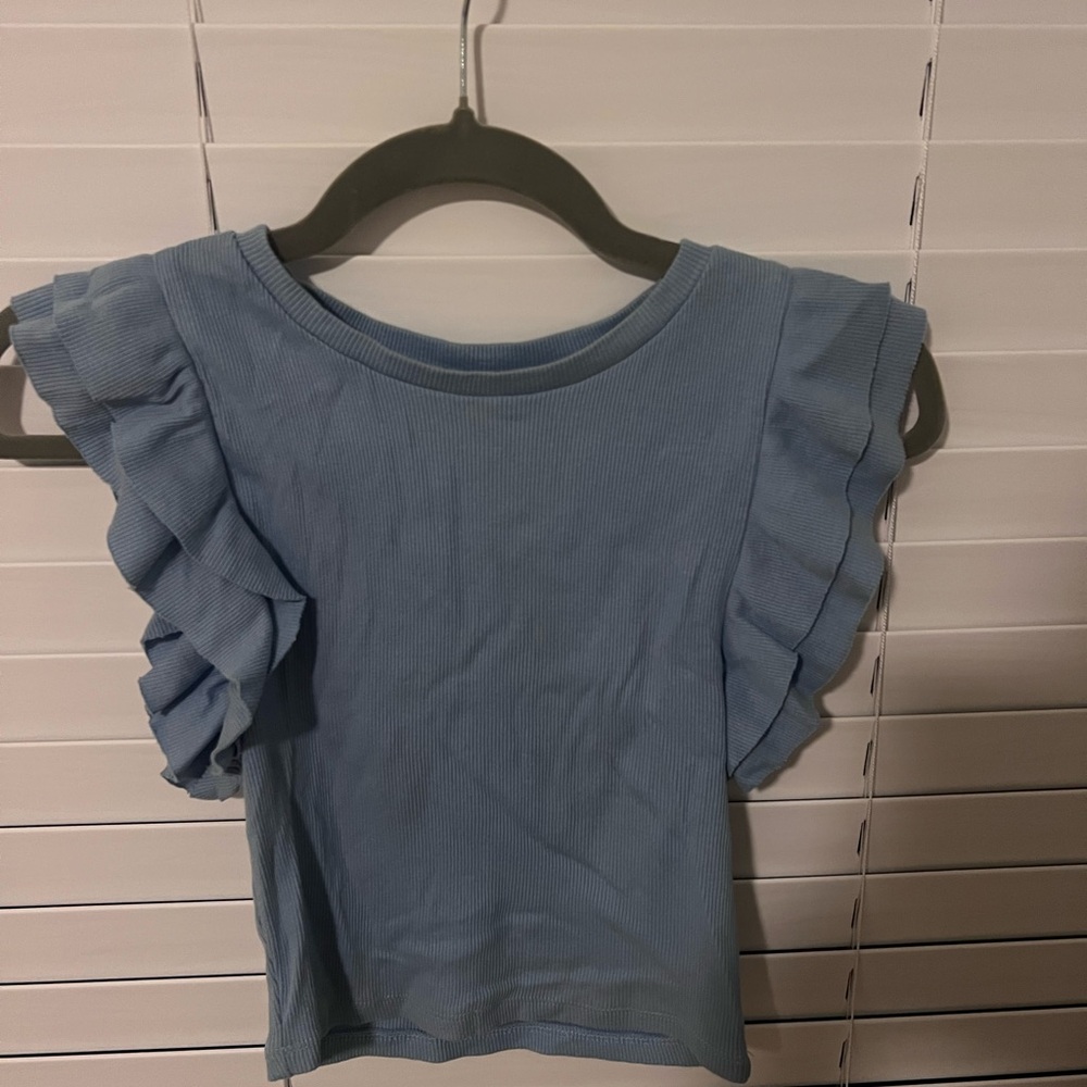 Zara Women's Blue Ruffle Crop Top